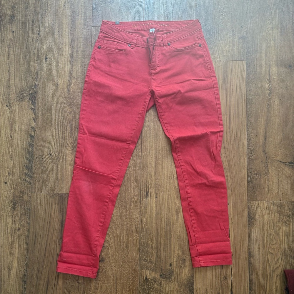 LC Lauren Conrad Coral Cropped Jeans